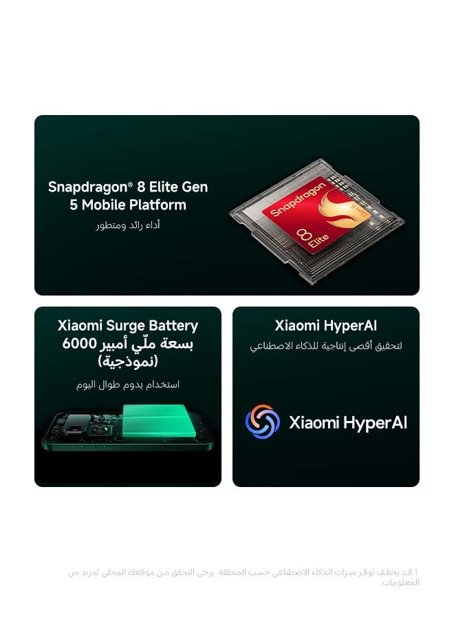 شاومي 17 ألترا ستارلايت أخضر 16 جيجابايت رام 512 جيجابايت 5G مع هدايا مجانية (تابلت ريدمي باد 2 (8 جيجابايت + 256 جيجابايت) واي فاي مع غلاف + بطاقة خدمة ضمان VIP الافتراضية) - النسخة العالمية - Image 5