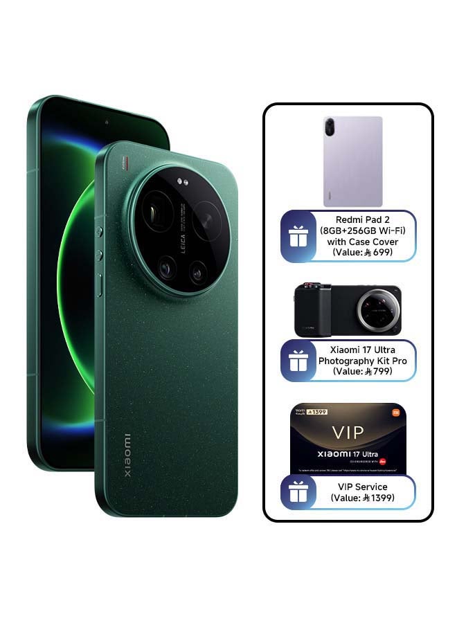 Xiaomi 17 Ultra Starlit Green 16GB RAM 512GB 5G with FREE Gifts (Redmi Pad 2 (8GB+256GB) Wi-Fi Tablet with Case Cover + Photography Kit Pro + Virtual VIP Warranty Service Card) - Global Version - Image 1