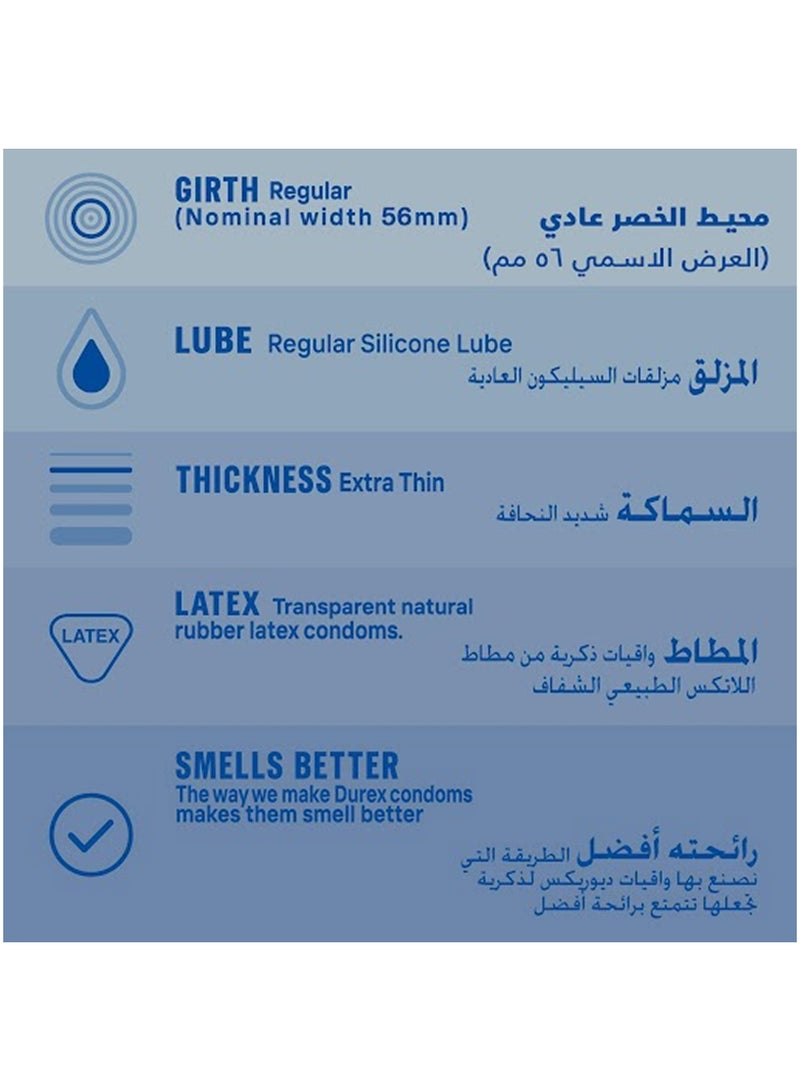 Durex Pack Of 2 durex Invisible Extra Thin Lubricated Condoms For Men 3 Pieces - Image 3