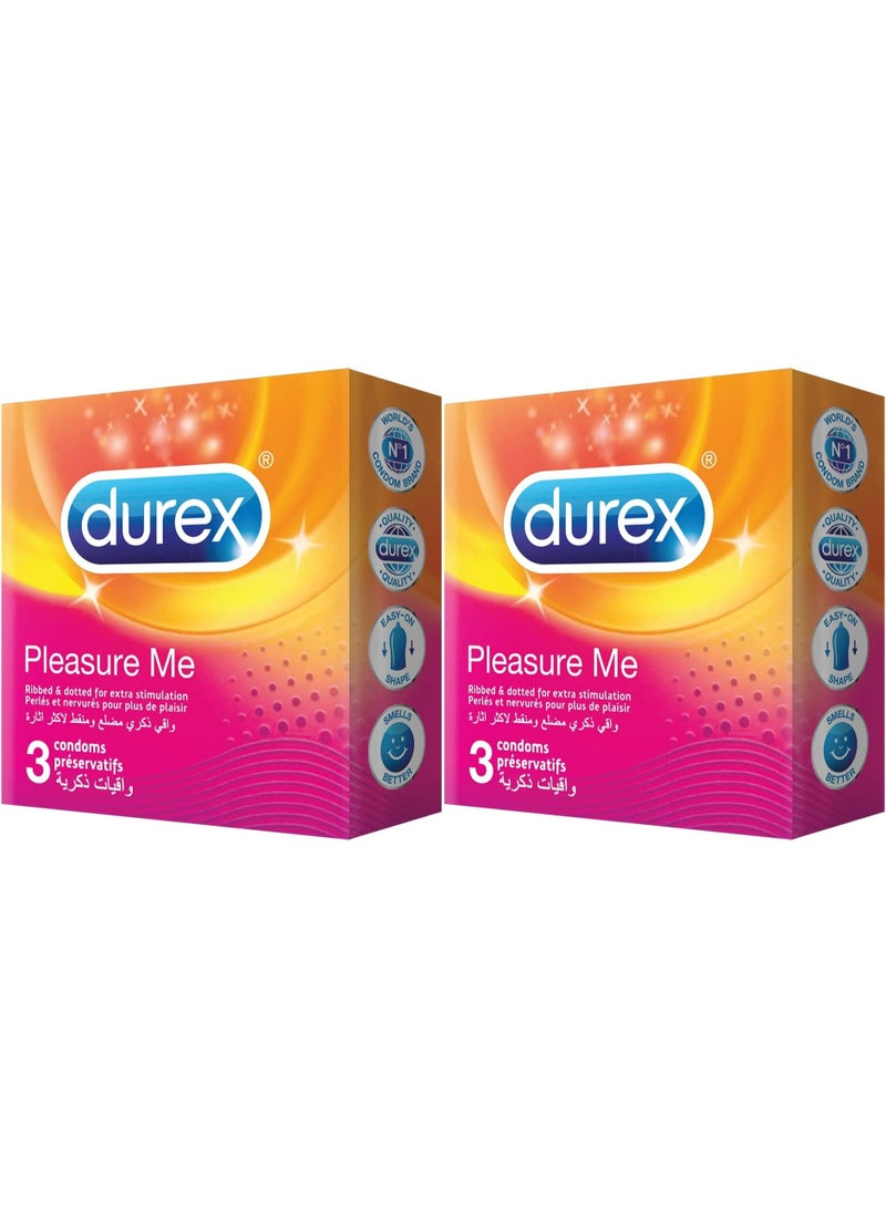 Durex Pack Of 2 durex Pleasure Me Latex Condom 3 pc - Image 1