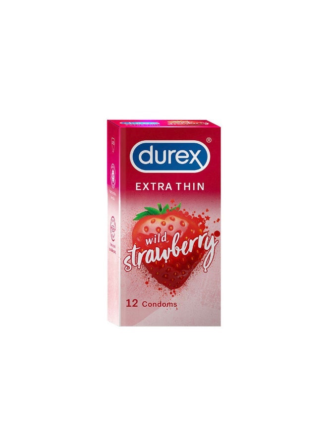Durex Pack Of 2 Durex 12-Piece Extra Thin Strawberry Flavored Condoms - Image 4