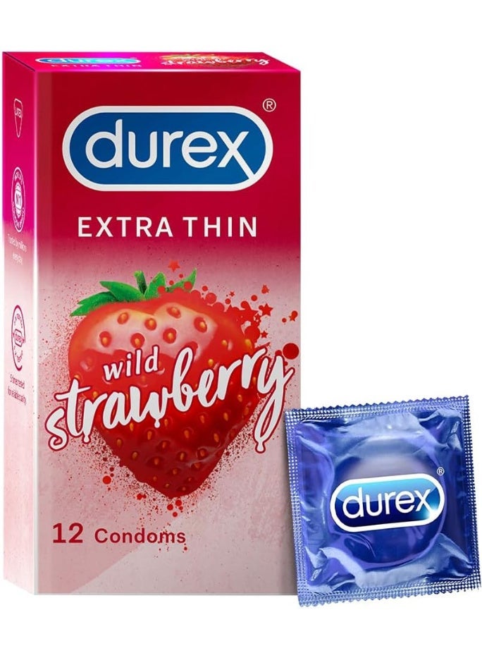 Durex Pack Of 2 Durex 12-Piece Extra Thin Strawberry Flavored Condoms - Image 3