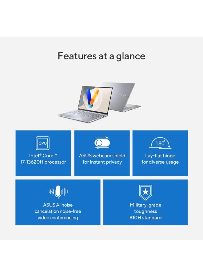 أسوس Vivobook 16 Laptop, 16” WUXGA 60Hz Display, Intel Core i7-13620H, Intel UHD Graphics, 16GB RAM, 512GB SSD, Windows 11,F1605VA-BS74 English Cool Silver - Image 3