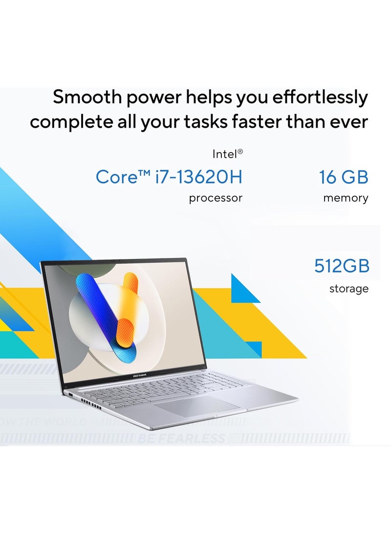 أسوس Vivobook 16 Laptop, 16” WUXGA 60Hz Display, Intel Core i7-13620H, Intel UHD Graphics, 16GB RAM, 512GB SSD, Windows 11,F1605VA-BS74 English Cool Silver - Image 5