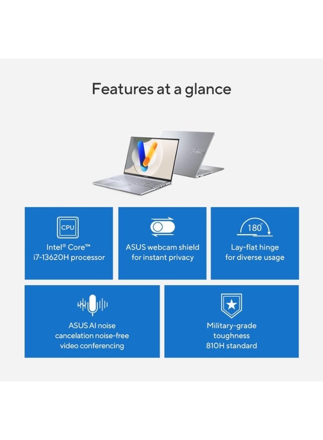 أسوس Vivobook 16 Laptop, 16” WUXGA 60Hz Display, Intel Core i7-13620H, Intel UHD Graphics, 16GB RAM, 1TB SSD, Windows 11 (Upgraded) English Cool Silver - Image 3