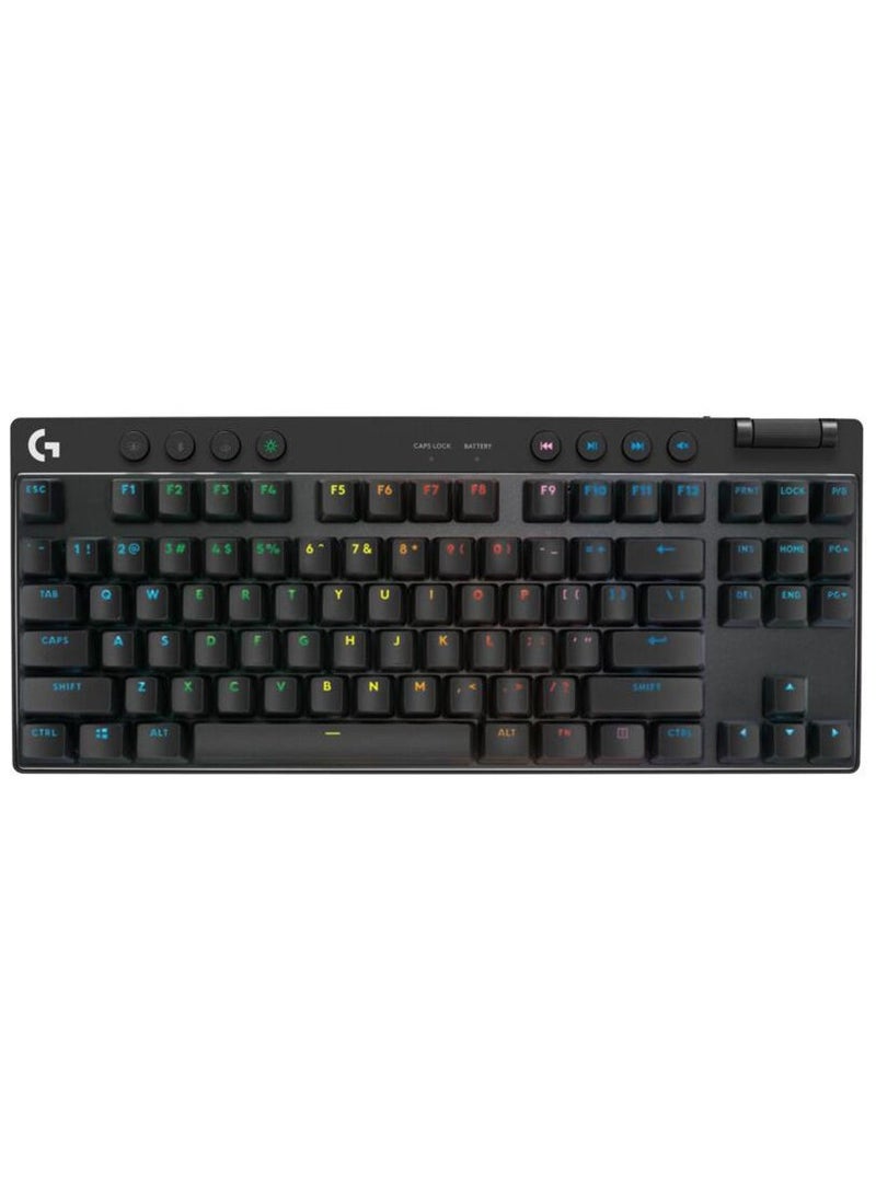 لوجيتيك لوحة مفاتيح الألعاب اللاسلكية G PRO X TKL LIGHTSPEED، تصميم مضغوط بدون لوحة الأرقام، إضاءة LIGHTSYNC RGB، مفاتيح PBT، مفاتيح لمسية (GX بني)، تخطيط US INTL - أسود - Image 1