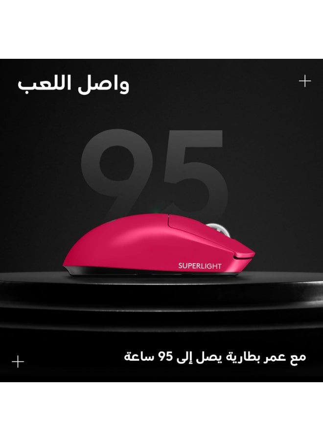 لوجيتيك Logitech G PRO X SUPERLIGHT 2 LIGHTSPEED Wireless Gaming Mouse, Lightweight, LIGHTFORCE Hybrid Switches, HERO 2 Sensor, 32,000 DPI, 5 Programmable Buttons, USB-C Charging, PC & Mac - Magenta - Image 2