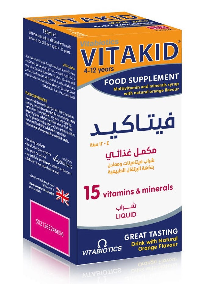 Vitabiotics Vitakid Multivitamin Liquid 150 Ml - Image 1