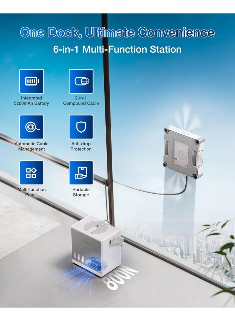 ecovacs Winbot W2S Omni Window Cleaning Robot, With 6-In-1 Multifunction Station, Truedge Edge-To-Edge Precision, Triple Wide-Angle Spray Nozzles, 12-Level Safety System, Dual Power Modes 80 ml 96 W W2S OMNI white - Image 5