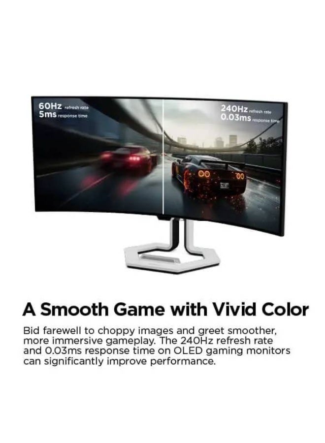 لينوفو [67C9UAC1SD] شاشة الألعاب المنحنية Lenovo Legion PRO 34WD-10 OLED مقاس 34 بوصة WQHD 3440x1440، DisplayHDR True Black 400، لوحة OLED، معدل تحديث 240Hz، زمن استجابة 0.03ms، AMD FreeSync Premium Pro، مفتاح KVM، دعم وحدة التحكم في الألعاب، مكبرات الصوت - Image 4