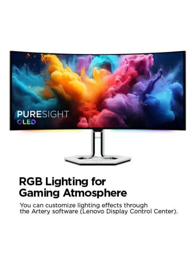لينوفو [67C9UAC1SD] شاشة الألعاب المنحنية Lenovo Legion PRO 34WD-10 OLED مقاس 34 بوصة WQHD 3440x1440، DisplayHDR True Black 400، لوحة OLED، معدل تحديث 240Hz، زمن استجابة 0.03ms، AMD FreeSync Premium Pro، مفتاح KVM، دعم وحدة التحكم في الألعاب، مكبرات الصوت - Image 3