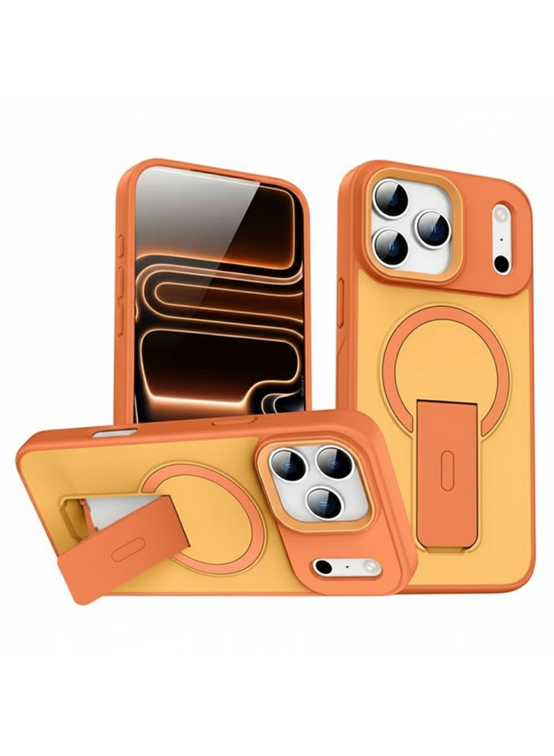 مارجون Magnetic Stand Protective Case for iPhone 17 Pro Max - Kickstand Back and Drop-Resistant Frame - Cosmic Orange - Image 1