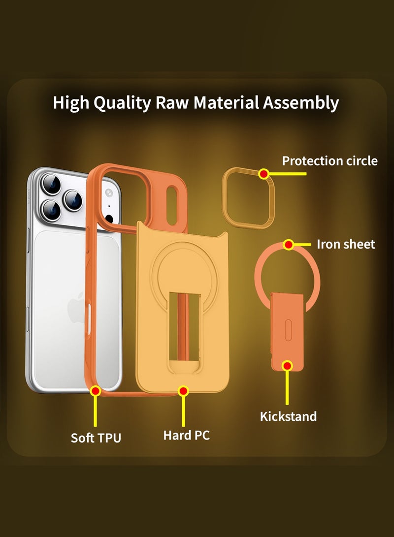 مارجون Magnetic Stand Protective Case for iPhone 17 Pro Max - Kickstand Back and Drop-Resistant Frame - Cosmic Orange - Image 5