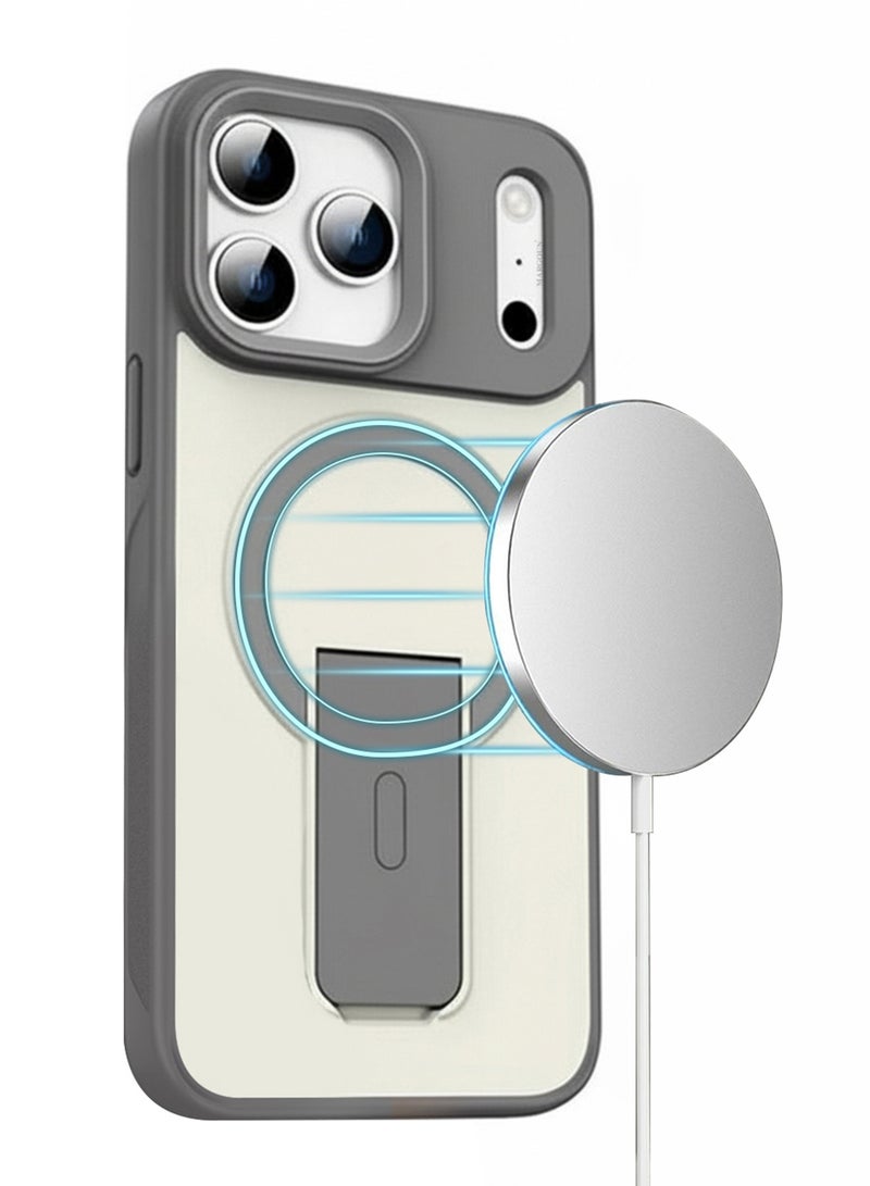 مارجون Magnetic Stand Protective Case for iPhone 17 Pro Max - Kickstand Back and Drop-Resistant Frame - Titanium Grey - Image 3