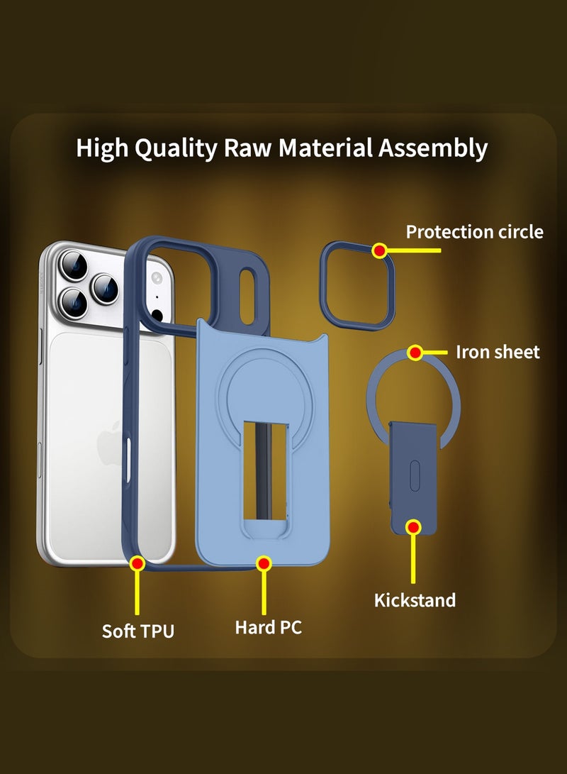 MARGOUN Magnetic Stand Protective Case for iPhone 17 Pro Max - Kickstand Back and Drop-Resistant Frame - Deep Blue - Image 5