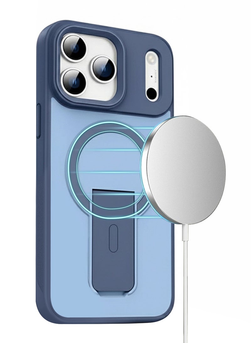 MARGOUN Magnetic Stand Protective Case for iPhone 17 Pro Max - Kickstand Back and Drop-Resistant Frame - Deep Blue - Image 3