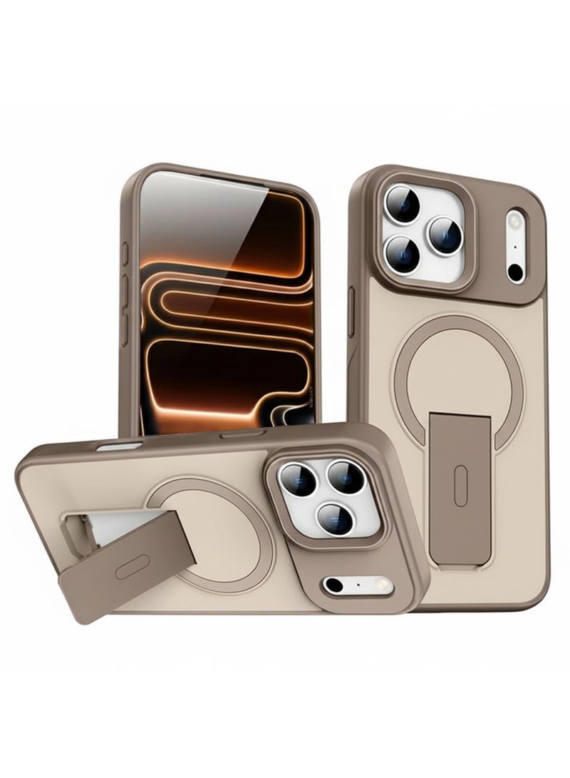 MARGOUN Magnetic Stand Protective Case for iPhone 17 Pro Max - Kickstand Back and Drop-Resistant Frame - Desert Gold - Image 1