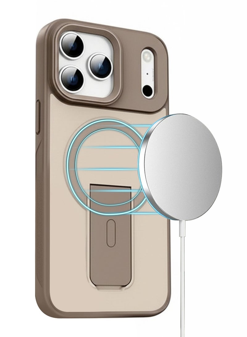 MARGOUN Magnetic Stand Protective Case for iPhone 17 Pro Max - Kickstand Back and Drop-Resistant Frame - Desert Gold - Image 3