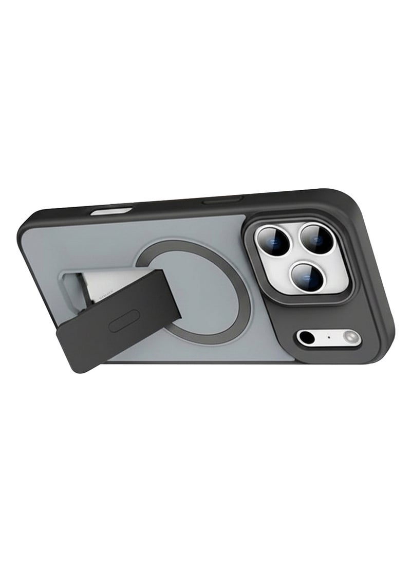 مارجون Magnetic Stand Protective Case for iPhone 17 Pro Max - Kickstand Back and Drop-Resistant Frame - Black - Image 2