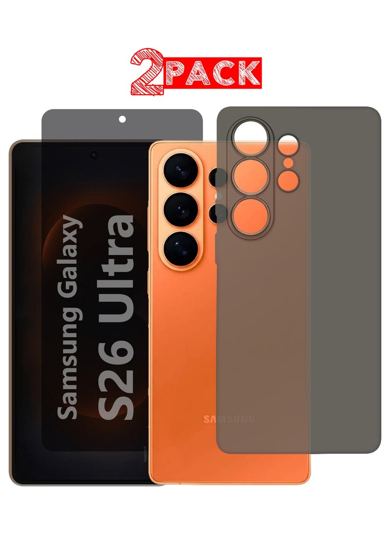 مارجون Minimalist Frosted Back Case for Galaxy S26 Ultra – Slim Soft-Touch Protective Cover with Privacy Screen Protector Black-2 - Image 1