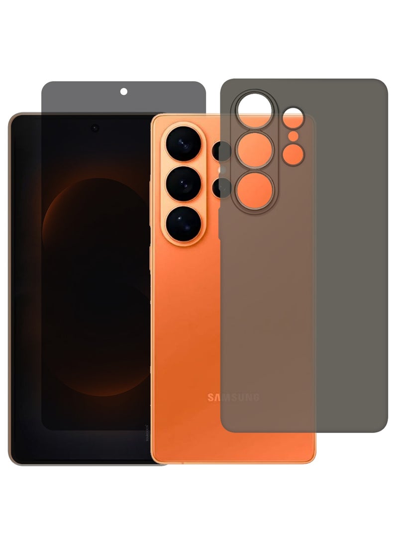 مارجون Minimalist Frosted Back Case for Galaxy S26 Ultra – Slim Soft-Touch Protective Cover with Privacy Screen Protector Black-2 - Image 2