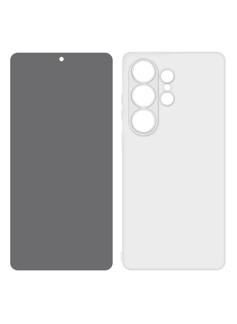 مارجون Minimalist Frosted Back Case for Galaxy S26 Ultra – Slim Soft-Touch Protective Cover with Privacy Screen Protector White-2 - Image 3