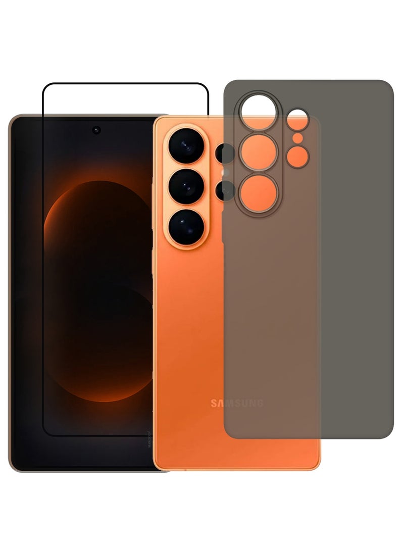 مارجون Minimalist Frosted Back Case for Galaxy S26 Ultra – Slim Soft-Touch Protective Cover with 3D Screen Protector Black-1 - Image 2