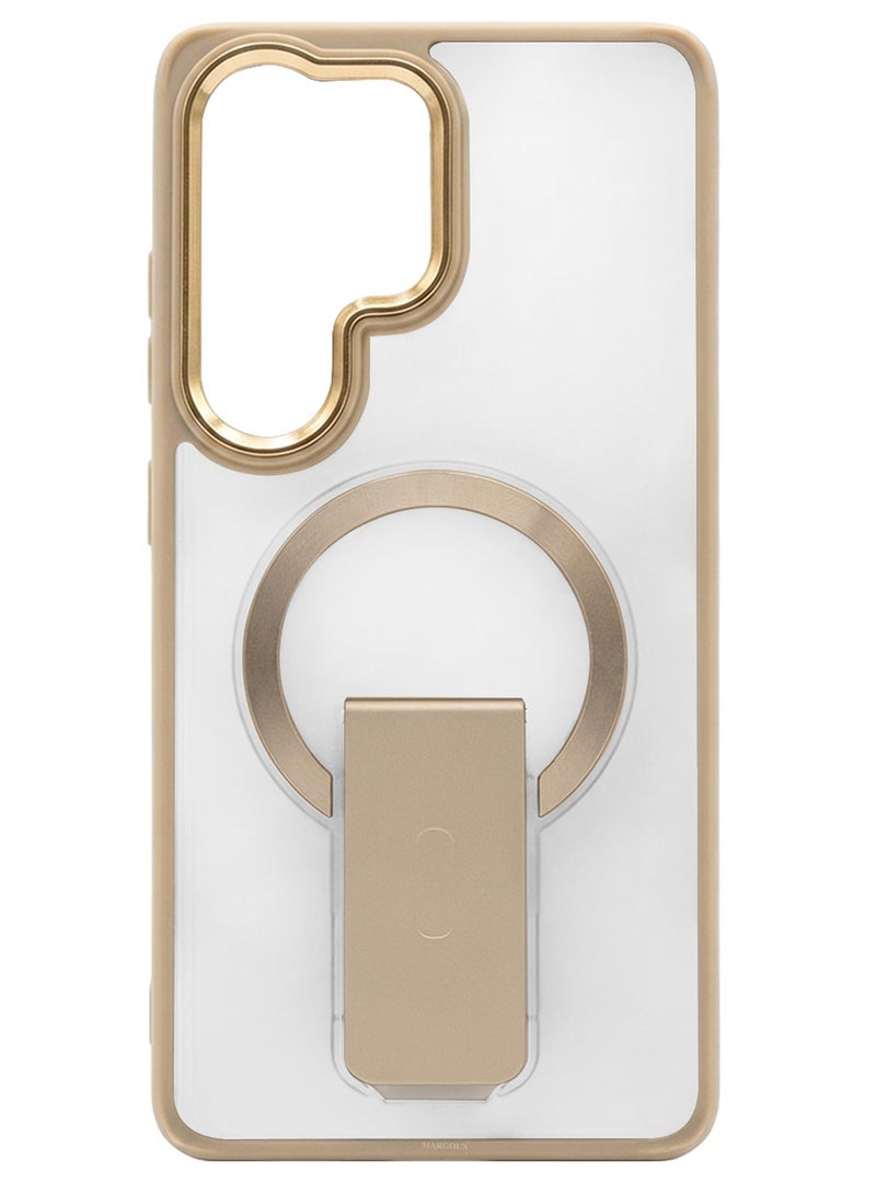 مارجون Magnetic Kickstand Case for Galaxy S26 Ultra – Anti-Slip Matte Back with Ring Holder Gold - Image 3