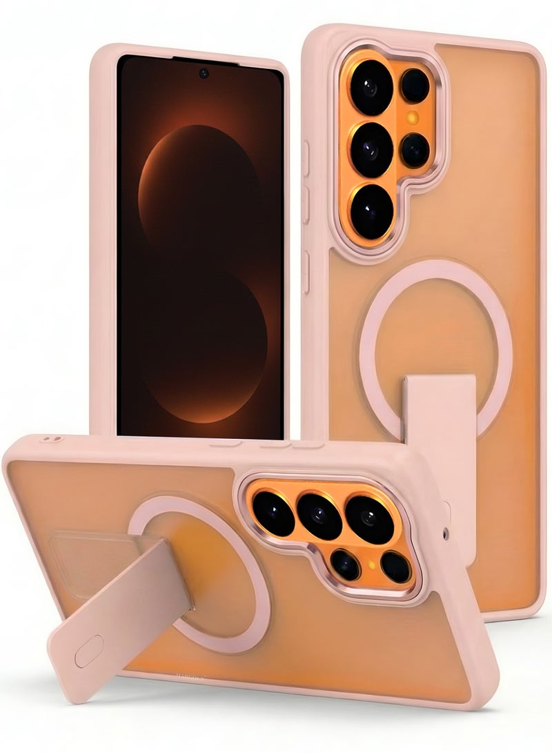 مارجون Magnetic Kickstand Case for Galaxy S26 Ultra – Anti-Slip Matte Back with Ring Holder Pink - Image 1