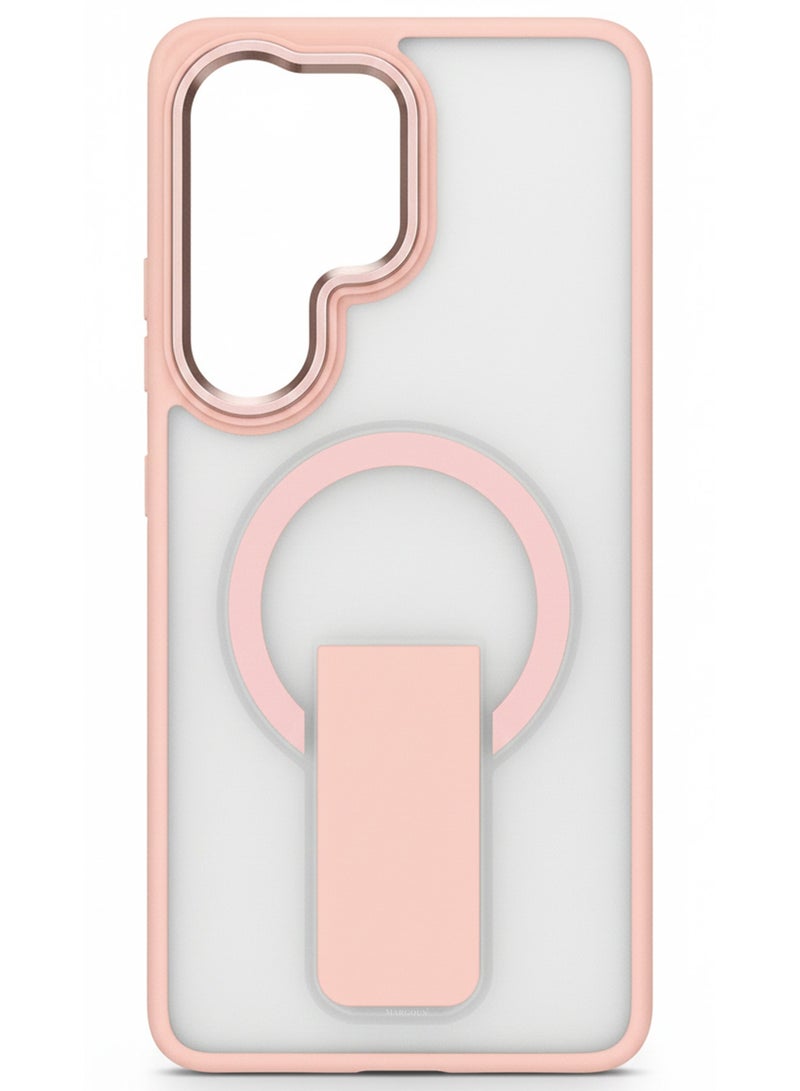 مارجون Magnetic Kickstand Case for Galaxy S26 Ultra – Anti-Slip Matte Back with Ring Holder Pink - Image 3
