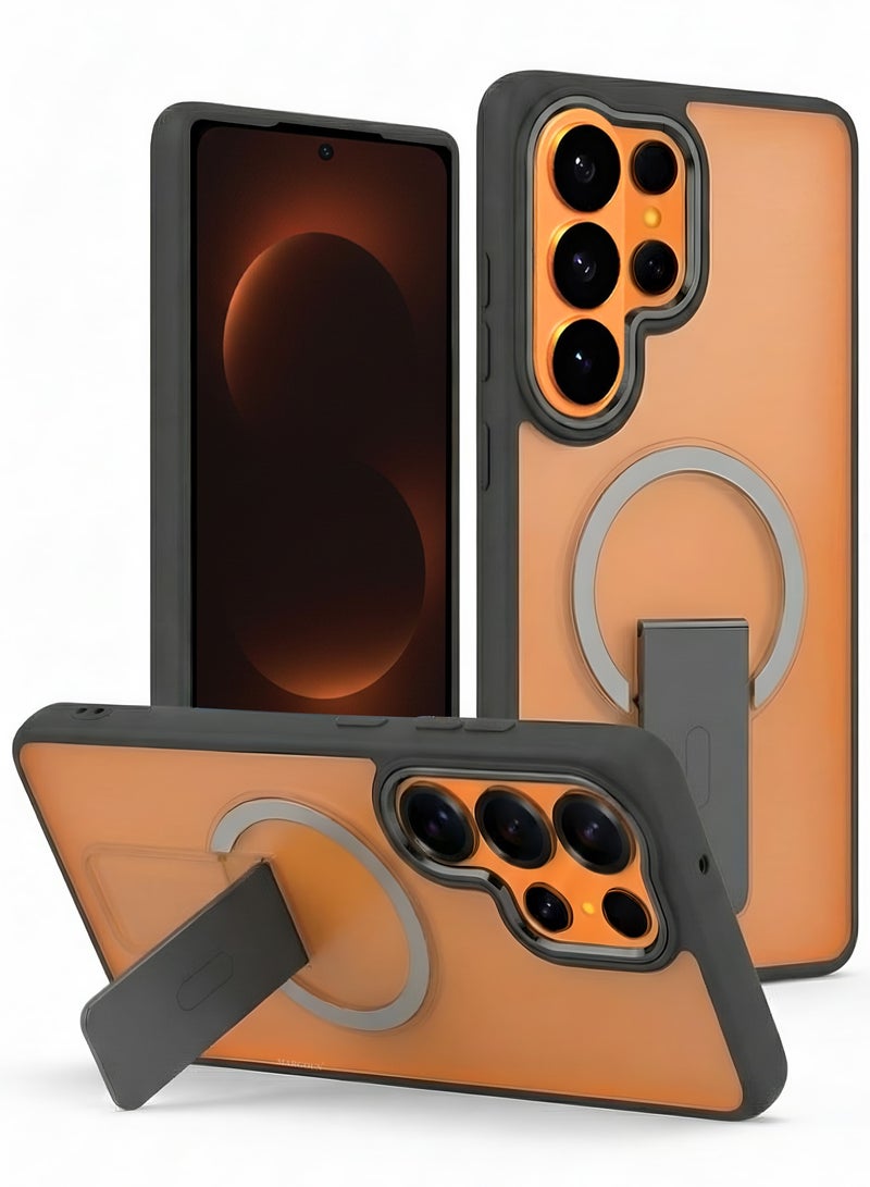 MARGOUN Magnetic Kickstand Case for Galaxy S26 Ultra – Anti-Slip Matte Back with Ring Holder Black - Image 1