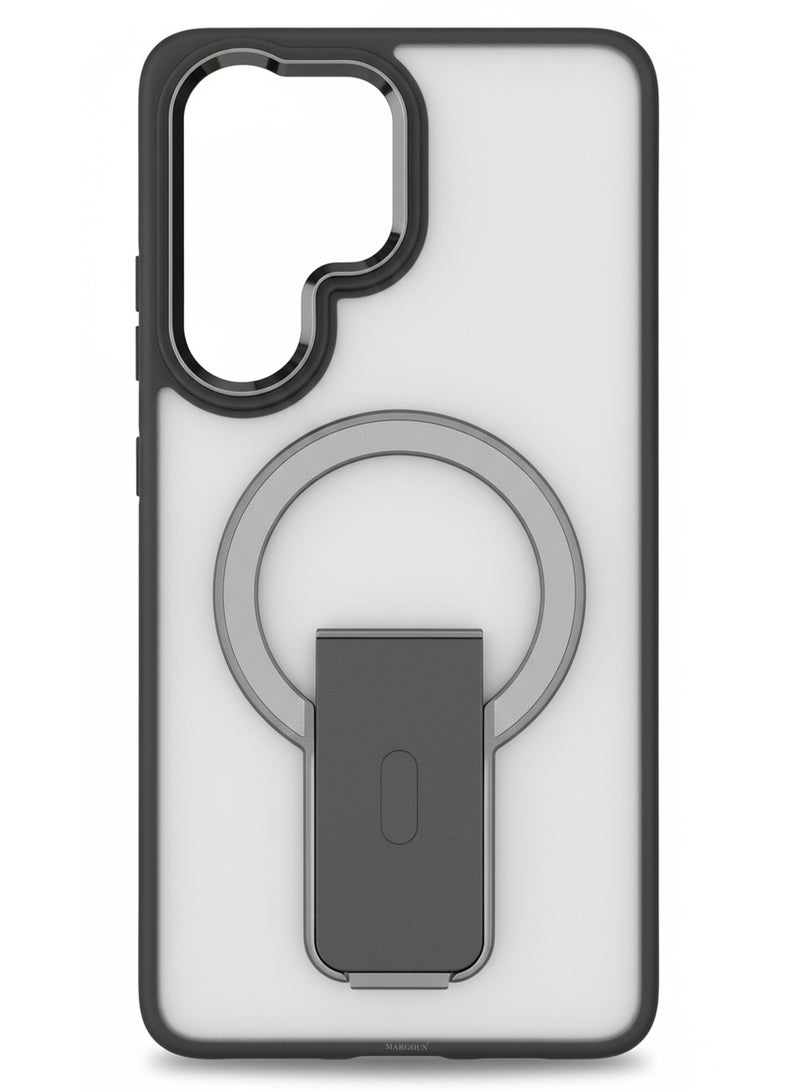 MARGOUN Magnetic Kickstand Case for Galaxy S26 Ultra – Anti-Slip Matte Back with Ring Holder Black - Image 3