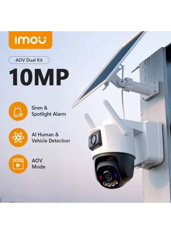 IMOU AOV Dual 10MP (2×5MP) Outdoor Security Camera, 4G LTE + 2.4GHz Wi-Fi, Dual-Lens Wide + PT Camera, 10000mAh Battery + Solar Panel, Always-On Video (AOV), AI Human & Vehicle Detection, Color Night Vision, Two-Way Audio, Siren & Spotlight, microSD up to 512GB, Weatherproof | IPC-SA70F-10M0T2-EU/FSP008 - Image 3