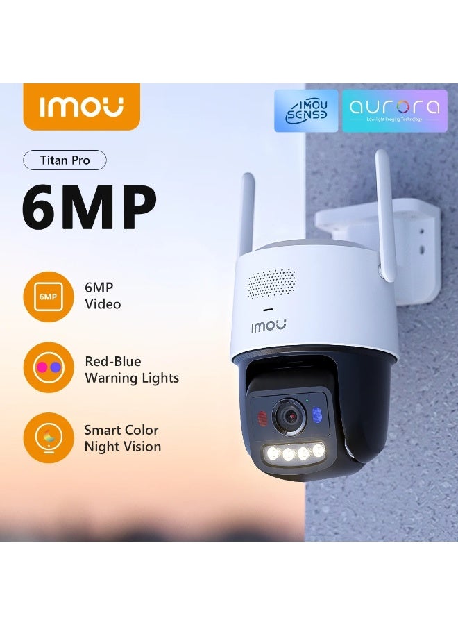 IMOU Titan Pro 6MP PTZ Security Camera – 3K+ Ultra HD, 340° Pan & 90° Tilt, 8× Digital Zoom, Full-Color Night Vision 30m, AI Human & Vehicle Detection, Smart Tracking, Wi-Fi 6 & PoE, Two-Way Audio, Siren & Flash Light, MicroSD Upto 512GB | IPC-U7LP-6V0NE - Image 1