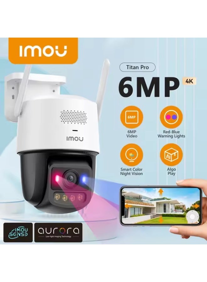 IMOU Titan Pro 6MP PTZ Security Camera – 3K+ Ultra HD, 340° Pan & 90° Tilt, 8× Digital Zoom, Full-Color Night Vision 30m, AI Human & Vehicle Detection, Smart Tracking, Wi-Fi 6 & PoE, Two-Way Audio, Siren & Flash Light, MicroSD Upto 512GB | IPC-U7LP-6V0NE - Image 2