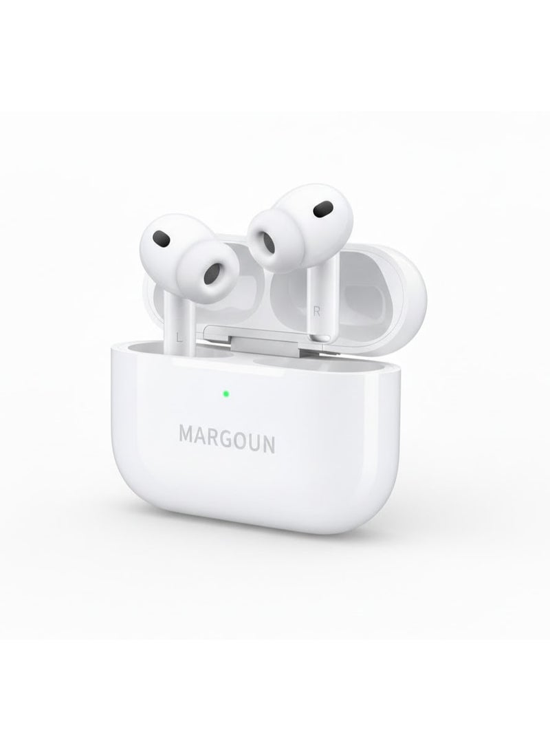 MARGOUN Bluetooth Pro 3 Wireless Earbuds, Bluetooth Headphones, Active Noise Cancellation, High-Fidelity Sound, H2 Chip, USB-C Charging - White - Image 1