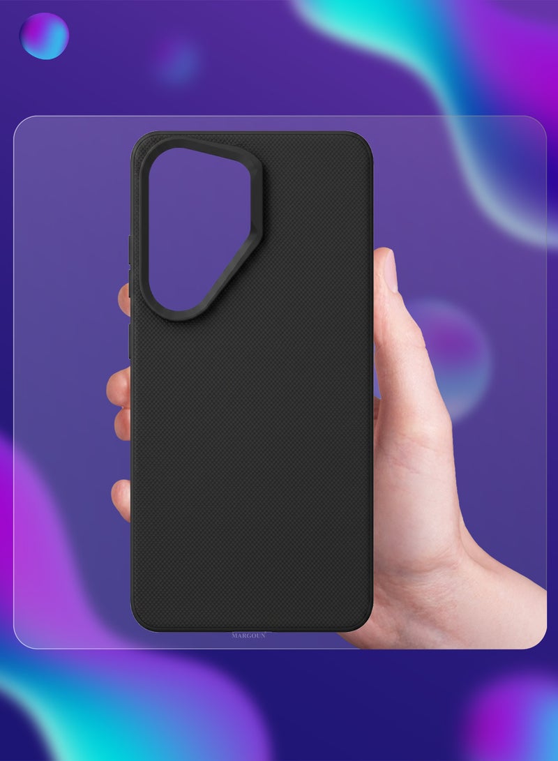 MARGOUN Vegan Leather Case for Galaxy S26 Ultra - 2 Packs - 1 Cover and 1 3D Screen Protector - Slim Fit Protective Case with Raised Edges - Black-2 - Image 5