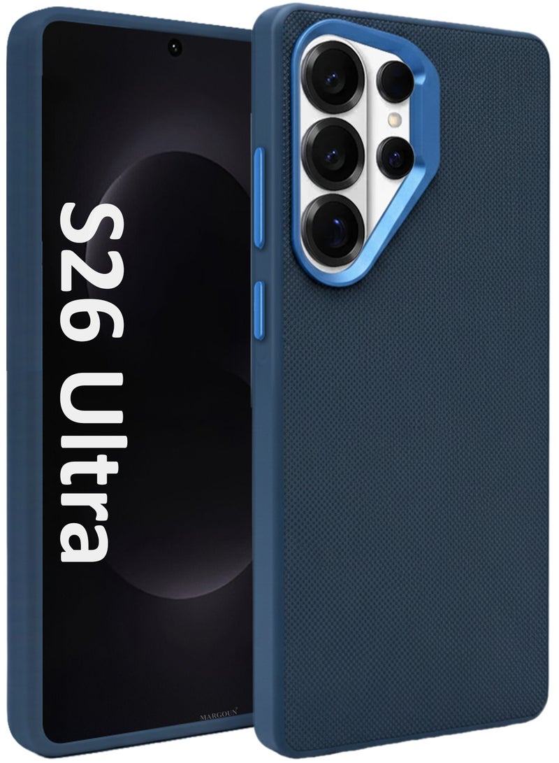 MARGOUN Vegan Leather Case for Galaxy S26 Ultra - 2 Packs - 1 Cover and 1 Privacy Screen Protector - Slim Fit Protective Case with Raised Edges - Blue-3 - Image 2