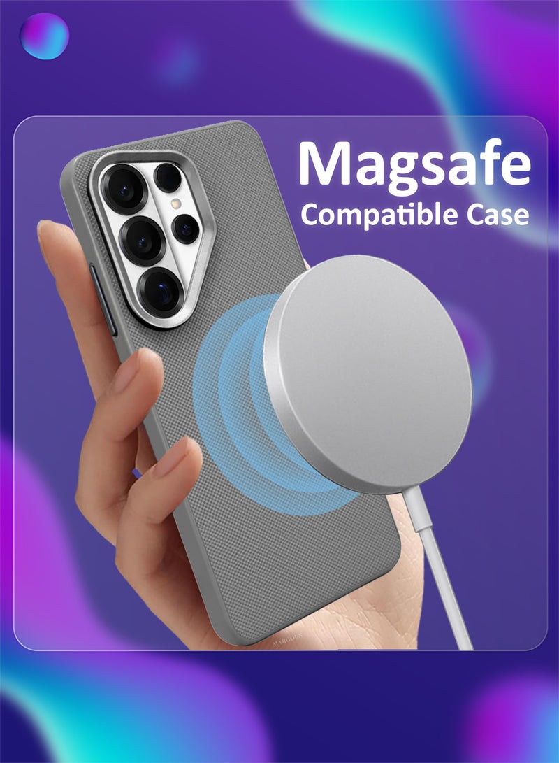 MARGOUN Vegan Leather Case for Galaxy S26 Ultra - Slim Fit Protective Case with Raised Edges - Grey-1 - Image 3