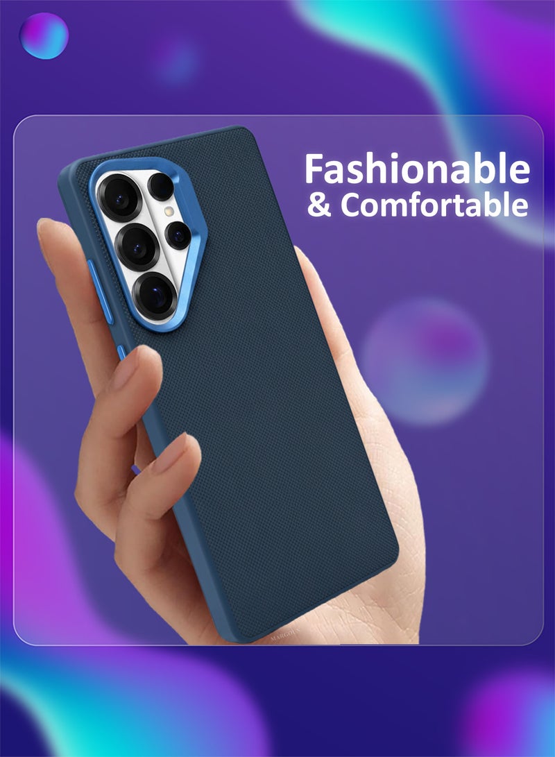 MARGOUN Vegan Leather Case for Galaxy S26 Ultra - 2 Packs - 1 Cover and 1 3D Screen Protector - Slim Fit Protective Case with Raised Edges - Blue-2 - Image 5