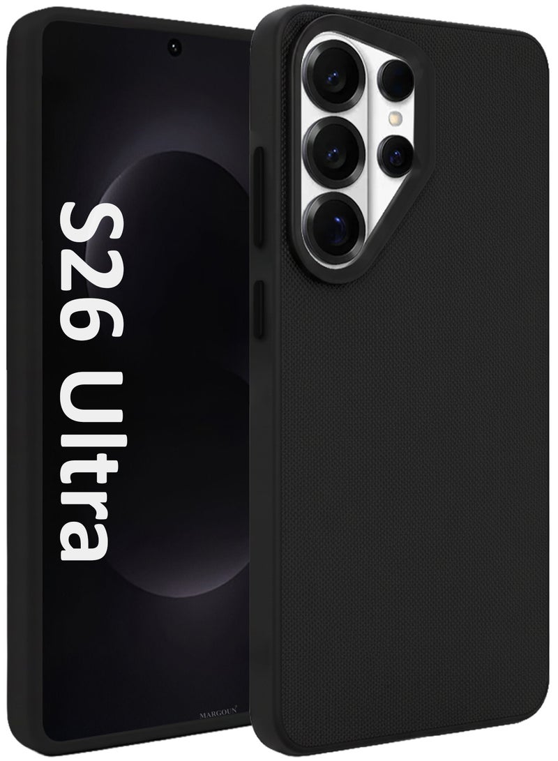 MARGOUN Vegan Leather Case for Galaxy S26 Ultra - Slim Fit Protective Case with Raised Edges - Black-1 - Image 1