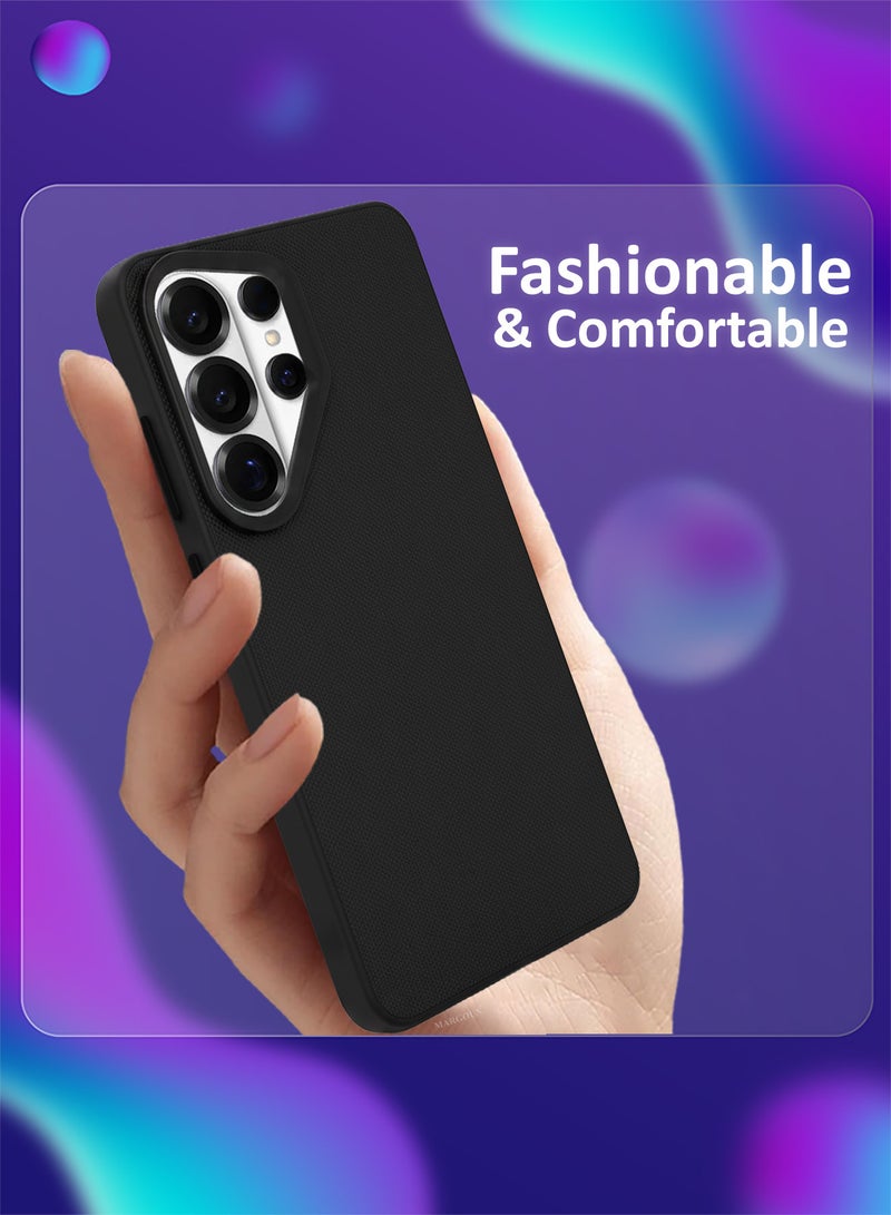 MARGOUN Vegan Leather Case for Galaxy S26 Ultra - Slim Fit Protective Case with Raised Edges - Black-1 - Image 4