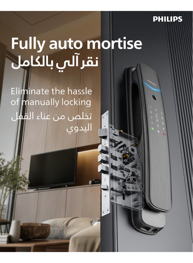 فيليبس قفل باب إلكتروني ذكي فيليبس DDL702E-5HWS مع بصمة الإصبع والوصول عبر البطاقة - Image 5