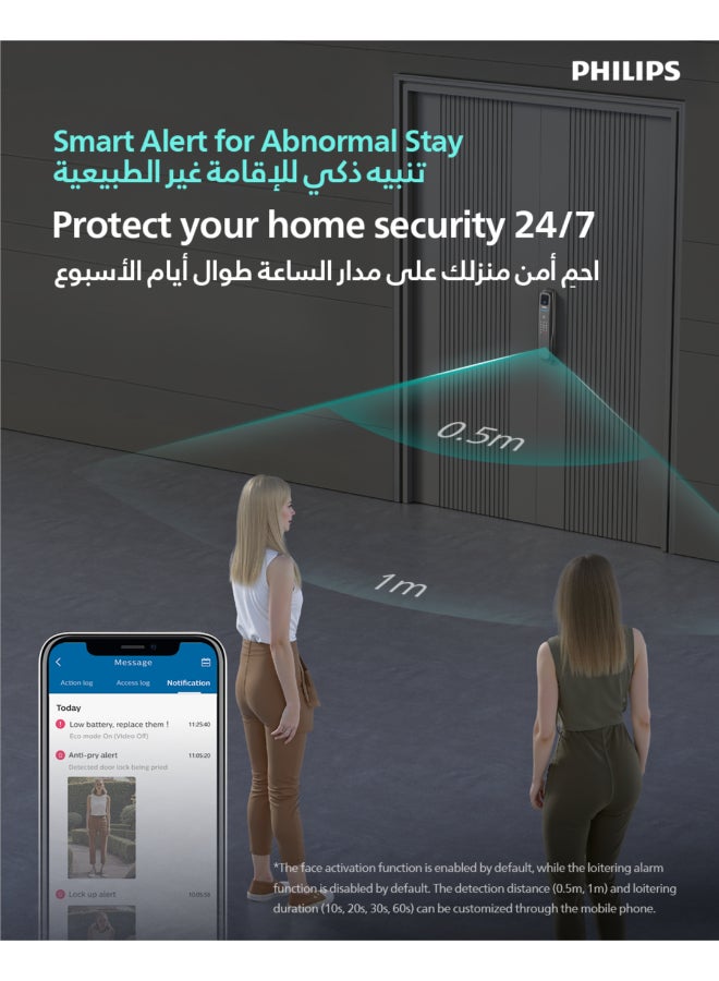 فيليبس قفل باب ذكي من فيليبس DDL702-FVP-7HWS مع تقنية التعرف على الوجه ثلاثي الأبعاد واتصال واي فاي - Image 2