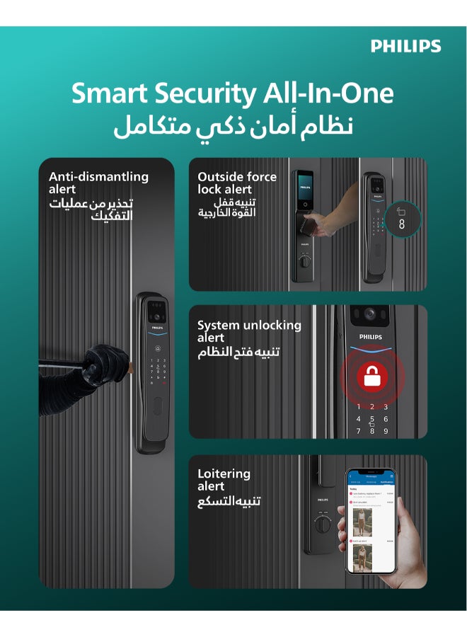 فيليبس قفل باب ذكي من فيليبس DDL702-FVP-7HWS مع تقنية التعرف على الوجه ثلاثي الأبعاد واتصال واي فاي - Image 3