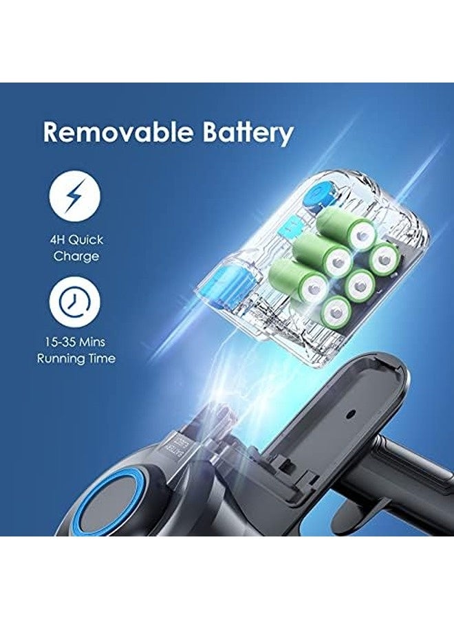 أورايمو Cordless Stick Vacuum Cleaner – 6-in-1 Lightweight Design, 35-Min Runtime, Detachable Battery, Self-Standing, LED Floor Head, Powerful Suction for Hardwood, Carpet, Marble & Tile 160 W OSV-102B Silver Blue - Image 5