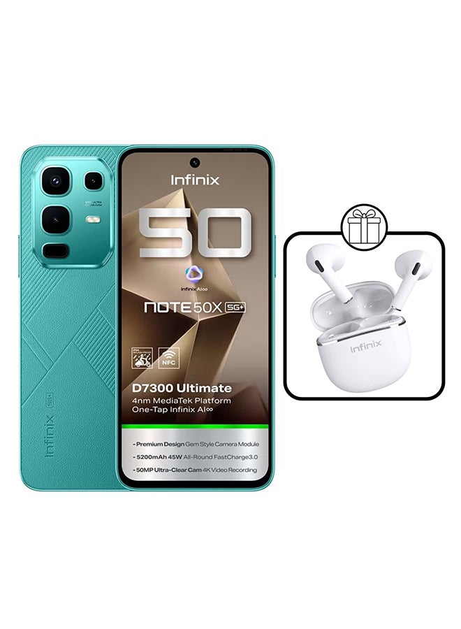 إنفينيكس Note 50X Dual SIM Sea Breeze Green 8+8GB RAM 256GB 5G+ With XE23 Earphone - Middle East Version - Image 1