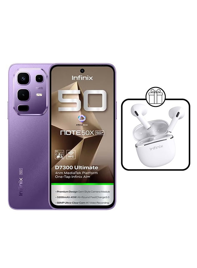 إنفينيكس نوت 50X ثنائي الشريحة بنفسجي ساحر 8+8 جيجابايت رام 256 جيجابايت 5G+ مع سماعة XE23 - نسخة الشرق الأوسط - Image 1