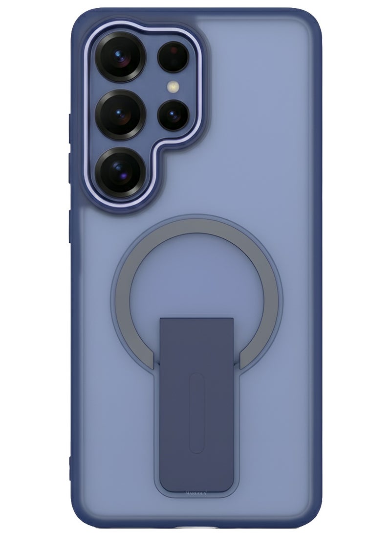 MARGOUN Magnetic Kickstand Case for Galaxy S26 Ultra – Anti-Slip Matte Back with Ring Holder - Blue - Image 2
