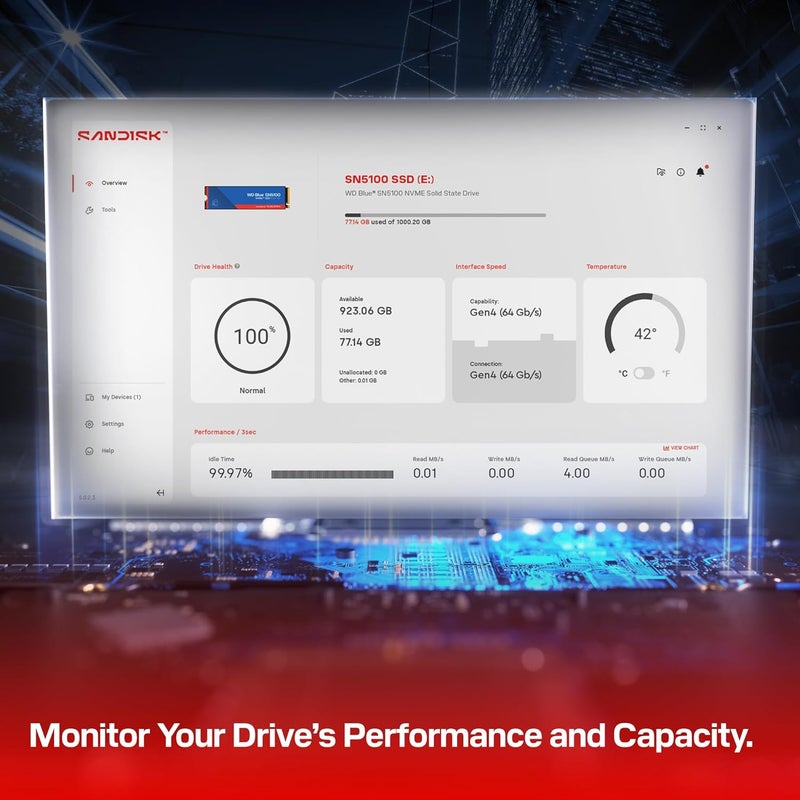 دبليو دي قرص SSD داخلي من نوع NVMe سعة 2 تيرابايت - M.2 2280، PCIe Gen 4.0، سرعة قراءة تصل إلى 7,100 ميجابايت/ثانية، ترقية التخزين لأجهزة الكمبيوتر/اللاب توب - WDS200T5B0E - Image 5